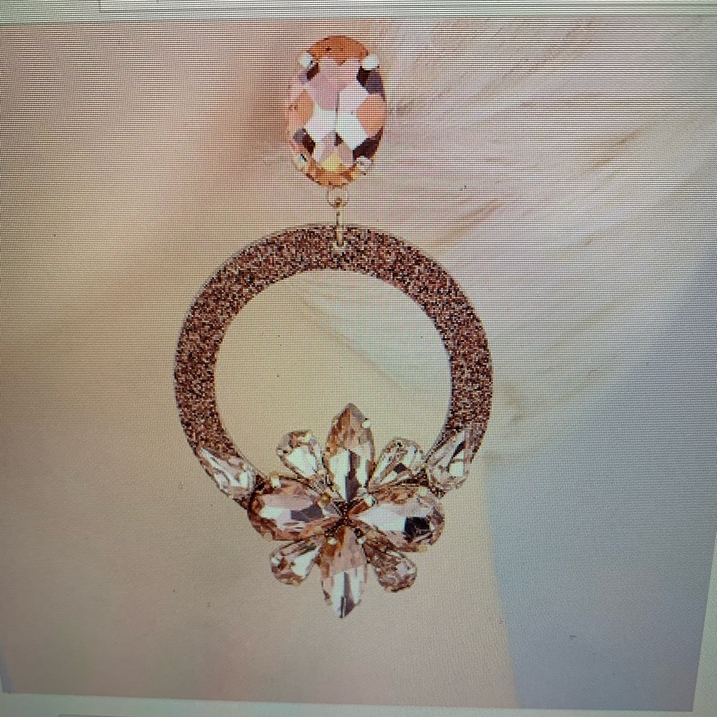 Tan Gold Sparkly Front Hoop Swarovski Crystals